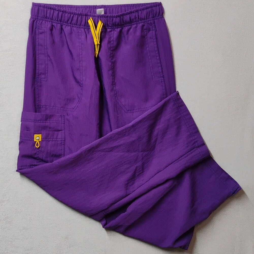 Spread Good Cheer purple womens Medical Scrub pants M elastic waist straight leg